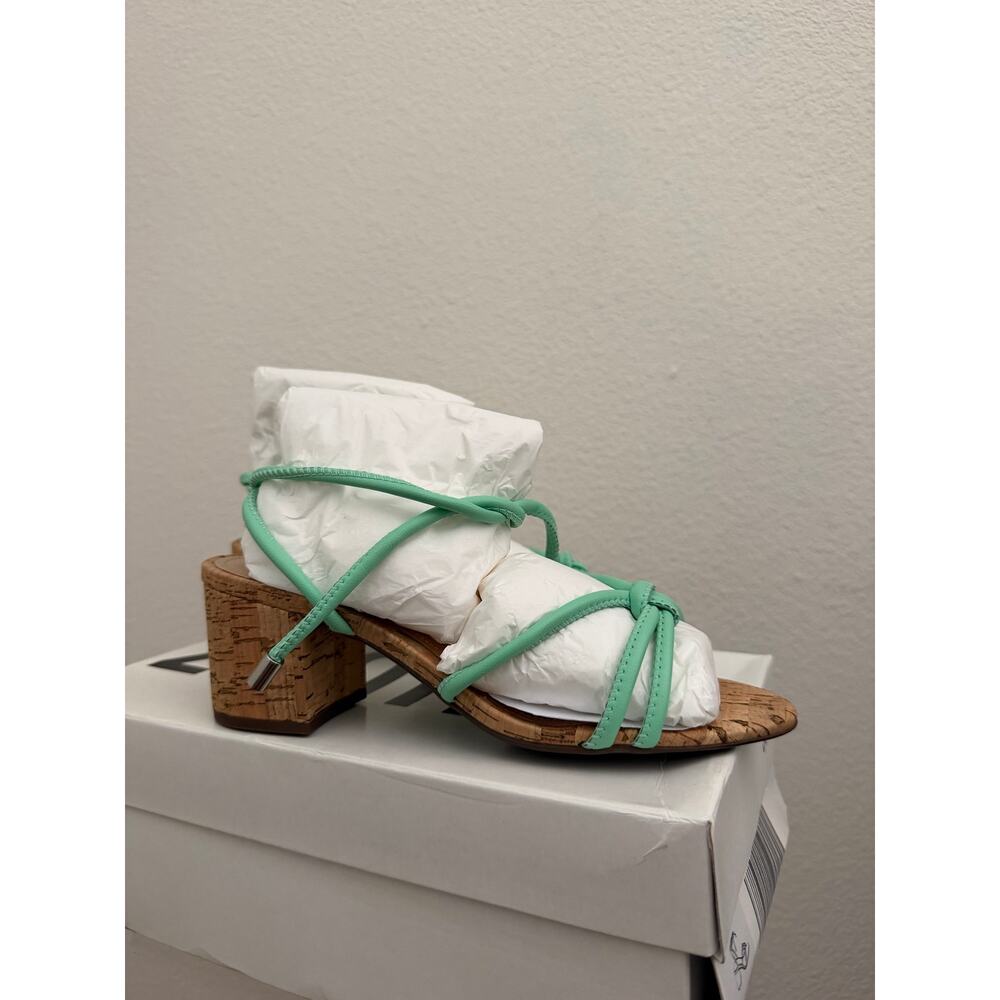 New Schutz Suzy leather & coral block heel sandals 6 deep mint - Picture 3 of 5